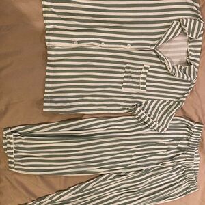 Striped Green and White Pajama Set